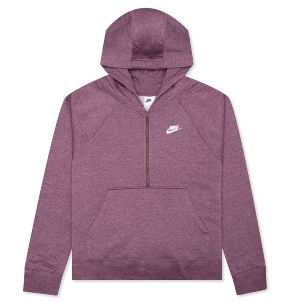 NIKESPORTSWEAR WOMEN'S CLUB ESSENTIAL 1/4 ZIP FLEECE HOODIE - DARK WINE/…
